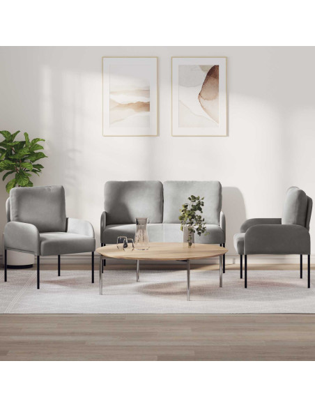 Set divani con cuscino 3 pcs Grigio chiaro 115 x 56 x 80 cm
