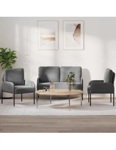 Set divani 3 pcs Grigio scuro 115 x 56 x 80 cm Legno compensato