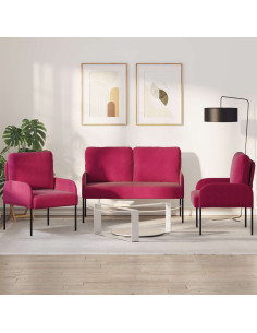 Set divani 3 pcs Rosso Vino 115 x 56 x 80 cm Legno compensato