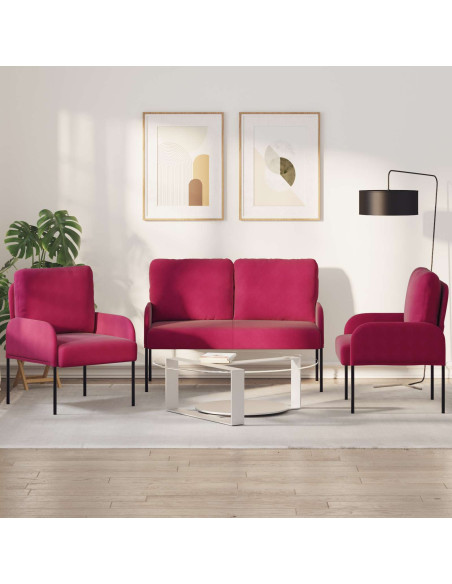 Set divani 3 pcs Rosso Vino 115 x 56 x 80 cm Legno compensato