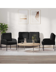 Set divani 3 pcs Nero 115 x 56 x 80 cm Legno compensato