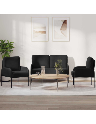 Set divani 3 pcs Nero 115 x 56 x 80 cm Legno compensato