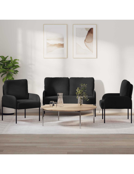 Set divani 3 pcs Nero 115 x 56 x 80 cm Legno compensato