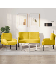 Set divani 3 pcs Giallo 115 x 56 x 80 cm Legno compensato