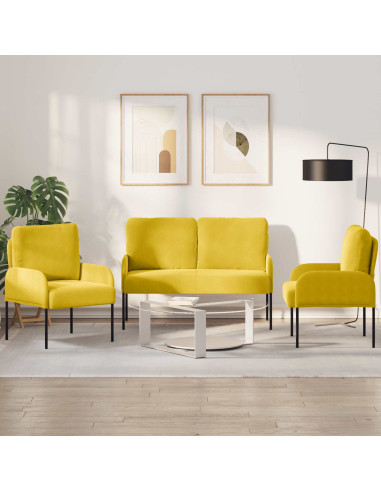 Set divani 3 pcs Giallo 115 x 56 x 80 cm Legno compensato
