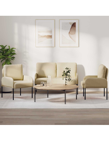 Set divani 3 pcs Crema 115 x 56 x 80 cm Legno compensato