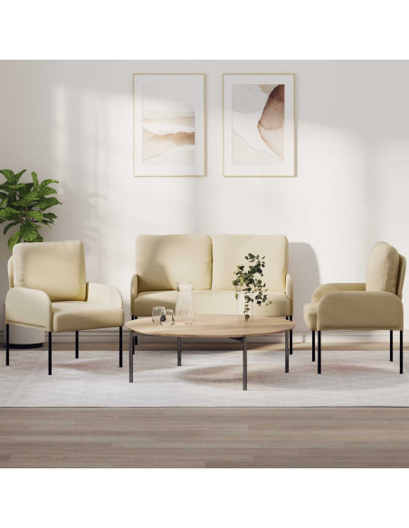 Set divani 3 pcs Crema 115 x 56 x 80 cm Legno compensato