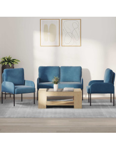 Set divani 3 pcs Blu 115 x 56 x 80 cm Legno compensato