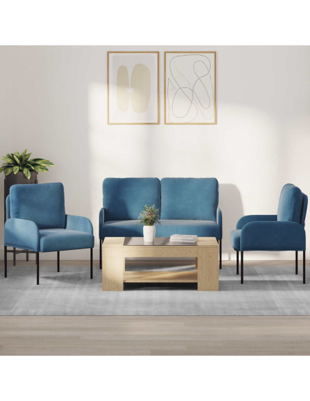 Set divani 3 pcs Blu 115 x 56 x 80 cm Legno compensato