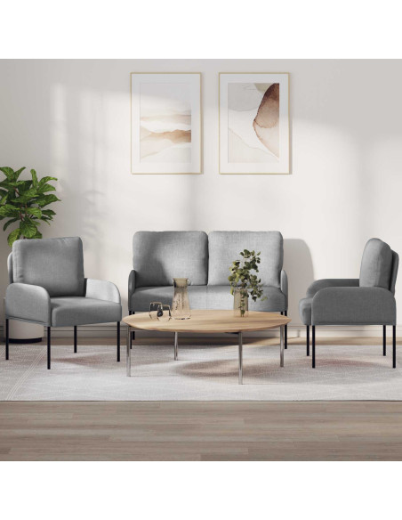 Set divani con cuscino 3 pcs Grigio chiaro 115 x 56 x 80 cm