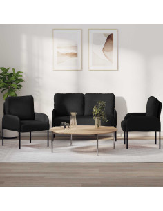 Set divani 3 pcs Nero 115 x 56 x 80 cm Legno compensato