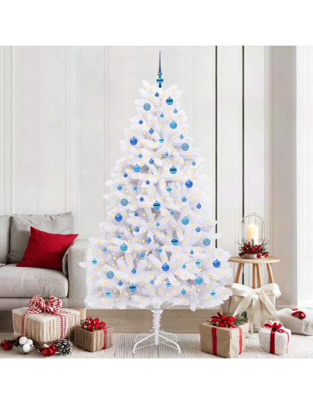 Albero di Natale Artificiale con Rami Pieghevoli Bianco 210 cm