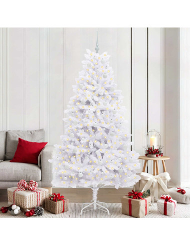 Albero di Natale Artificiale con Rami Pieghevoli Bianco 210 cm