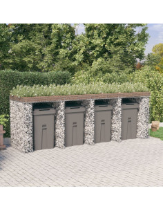 Parete Gabbioni Bidone Spazzatura 350x91x120 cm Ferro Zincato