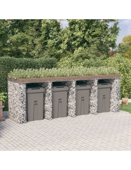 Parete Gabbioni Bidone Spazzatura 350x91x120 cm Ferro Zincato