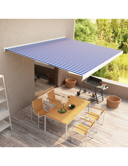 Tenda a Cassonetto Manuale 450x300 cm Blu e Bianca