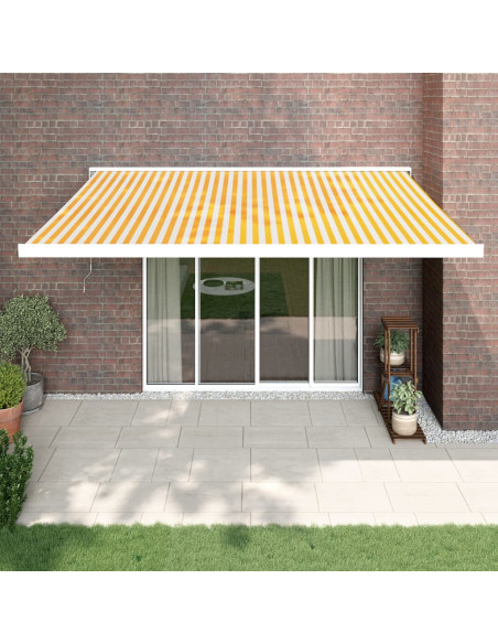 Tenda Retrattile Gialla e Bianca 4,5x3 m in Tessuto e Alluminio