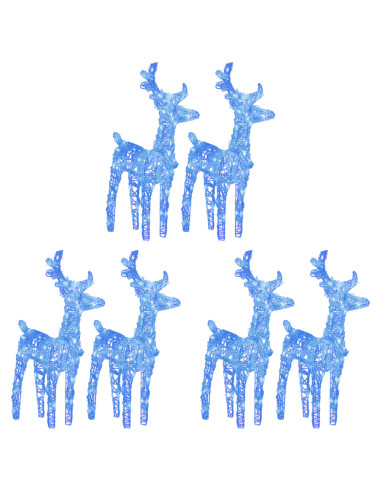 Renne di Natale 6 pz Blu 240 LED in Acrilico