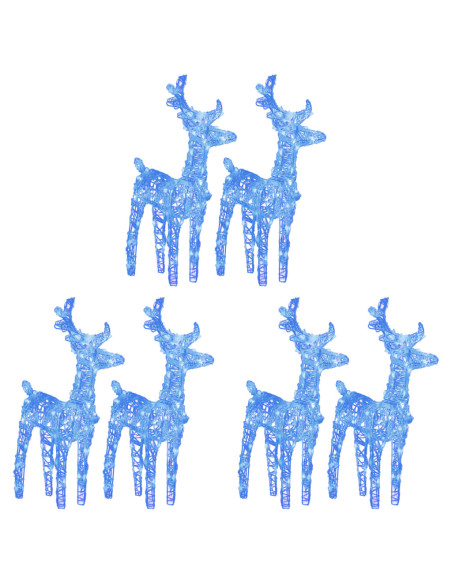Renne di Natale 6 pz Blu 240 LED in Acrilico