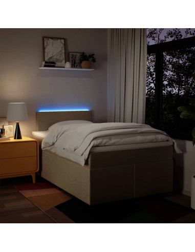 Giroletto a Molle con Materasso Crema 120x190 cm in Tessuto