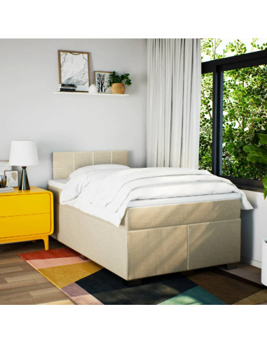 Giroletto a Molle con Materasso Crema 120x190 cm in Tessuto