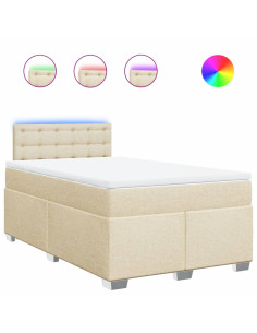 Giroletto a Molle con Materasso Crema 120x190 cm in Tessuto 2