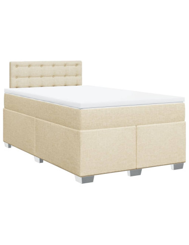 Giroletto a Molle con Materasso Crema 120x190 cm in Tessuto