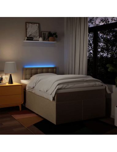 Giroletto a Molle con Materasso Crema 120x190 cm in Tessuto