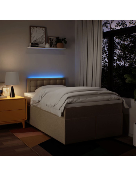 Giroletto a Molle con Materasso Crema 120x190 cm in Tessuto