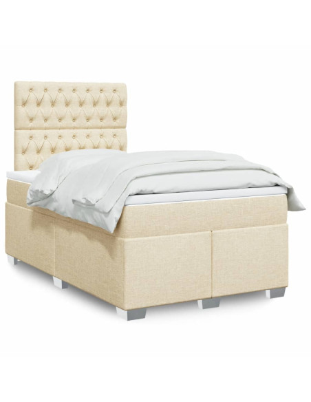 Giroletto a Molle con Materasso Crema 120x190 cm in Tessuto