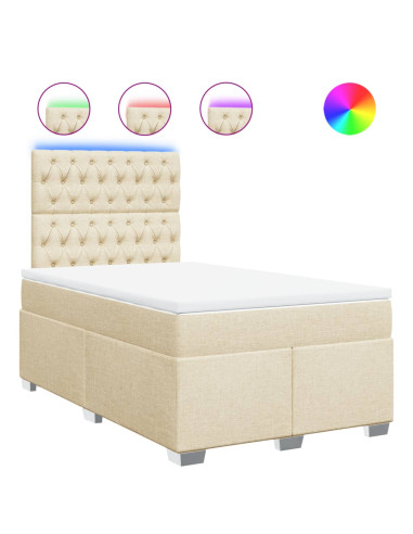 Giroletto a Molle con Materasso Crema 120x190 cm in Tessuto