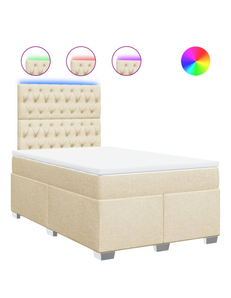 Giroletto a Molle con Materasso Crema 120x190 cm in Tessuto