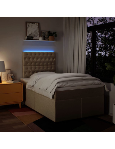 Giroletto a Molle con Materasso Crema 120x190 cm in Tessuto