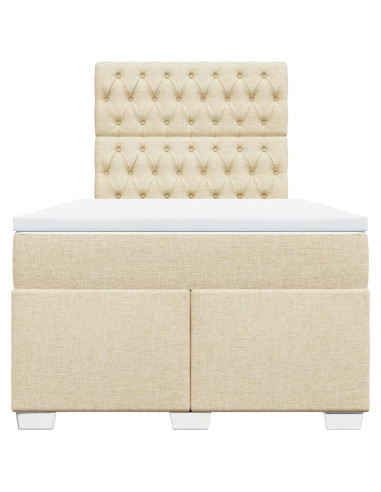 Giroletto a Molle con Materasso Crema 120x190 cm in Tessuto