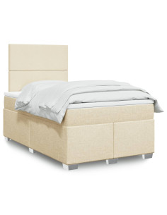 Giroletto a Molle con Materasso Crema 120x190 cm in Tessuto