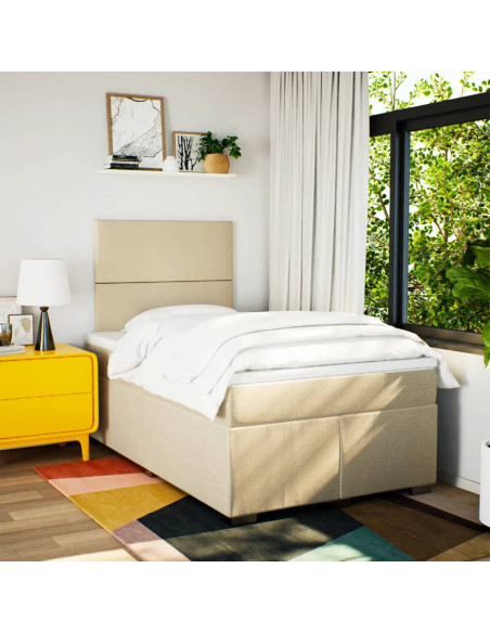 Giroletto a Molle con Materasso Crema 120x190 cm in Tessuto