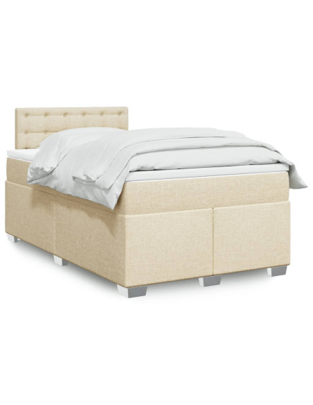 Giroletto a Molle con Materasso Crema 120x190 cm in Tessuto