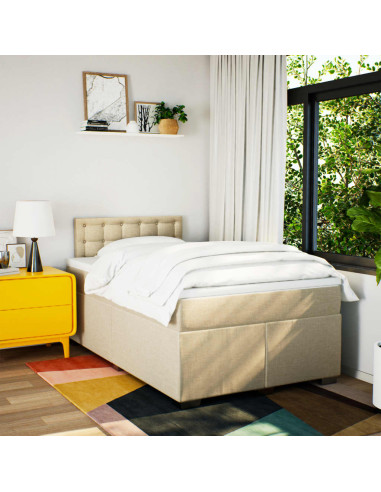 Giroletto a Molle con Materasso Crema 120x190 cm in Tessuto