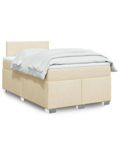 Giroletto a Molle con Materasso Crema 120x190 cm in Tessuto