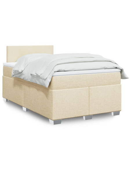 Giroletto a Molle con Materasso Crema 120x190 cm in Tessuto