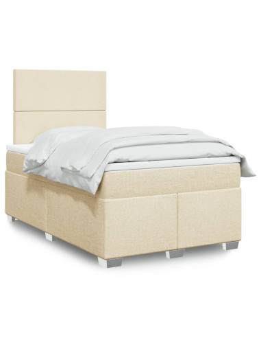 Giroletto a Molle con Materasso Crema 120x190 cm in Tessuto