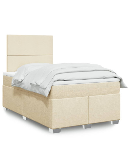 Giroletto a Molle con Materasso Crema 120x190 cm in Tessuto