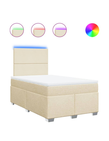 Giroletto a Molle con Materasso Crema 120x190 cm in Tessuto