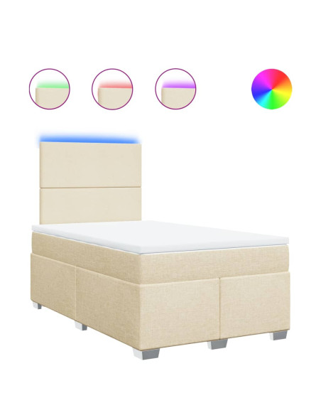 Giroletto a Molle con Materasso Crema 120x190 cm in Tessuto