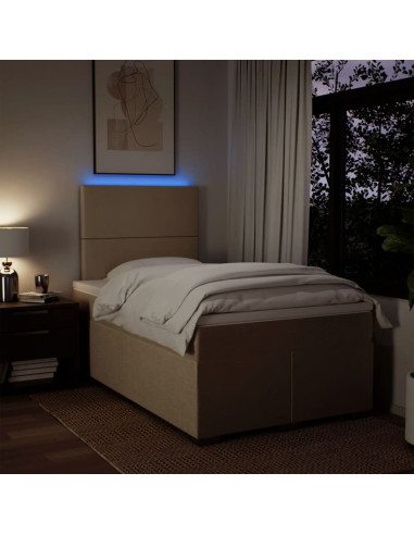 Giroletto a Molle con Materasso Crema 120x190 cm in Tessuto