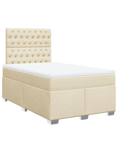 Giroletto a Molle con Materasso Crema 120x190 cm in Tessuto