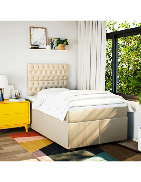 Giroletto a Molle con Materasso Crema 120x190 cm in Tessuto