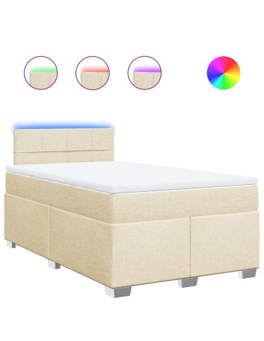 Giroletto a Molle con Materasso Crema 120x190 cm in Tessuto