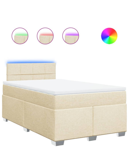 Giroletto a Molle con Materasso Crema 120x190 cm in Tessuto