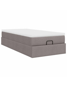 Struttura Letto Pouf con Materasso Tortora 90x190 cm in Tessuto